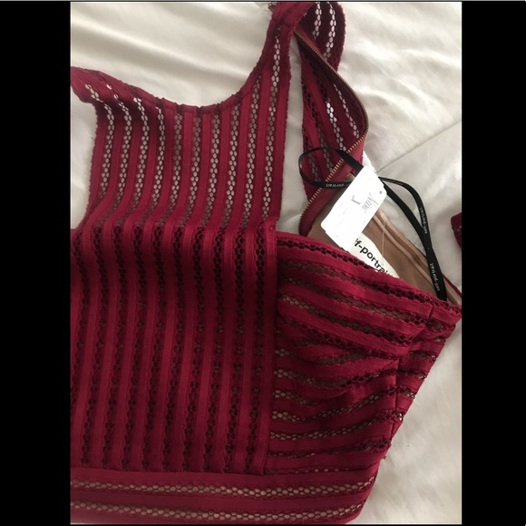 Self Portrait Burgundy Striped Column Top & Skirt - Picture 2 of 8